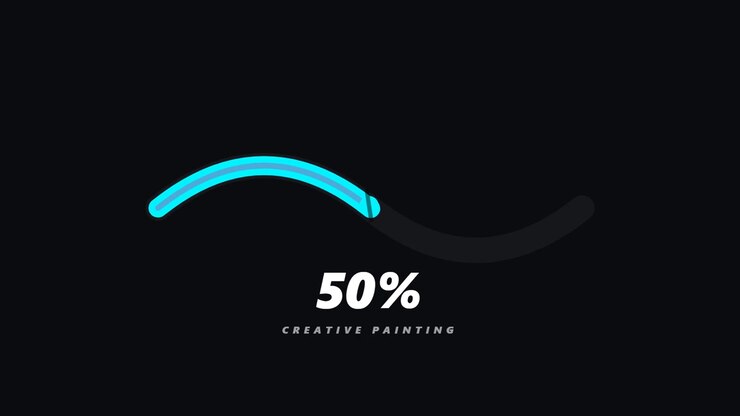 Digital Loading Progress Bar with Creative Painting Text