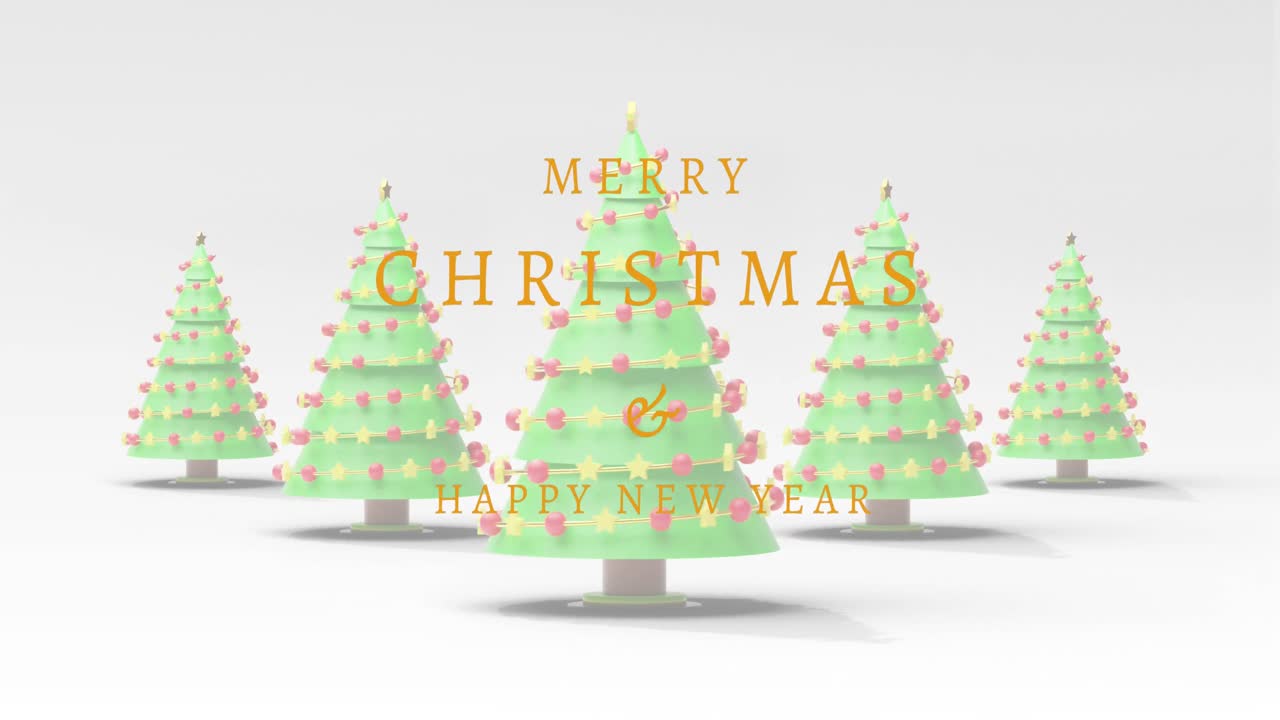 크리스마스 축하 문자의 애니메이션 크리스마스 트리 위에 텍스트