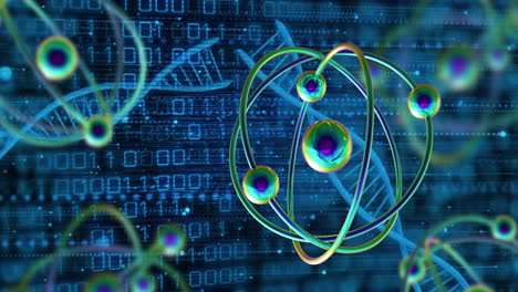 animation of dna strand and scientific data processing over binary coding