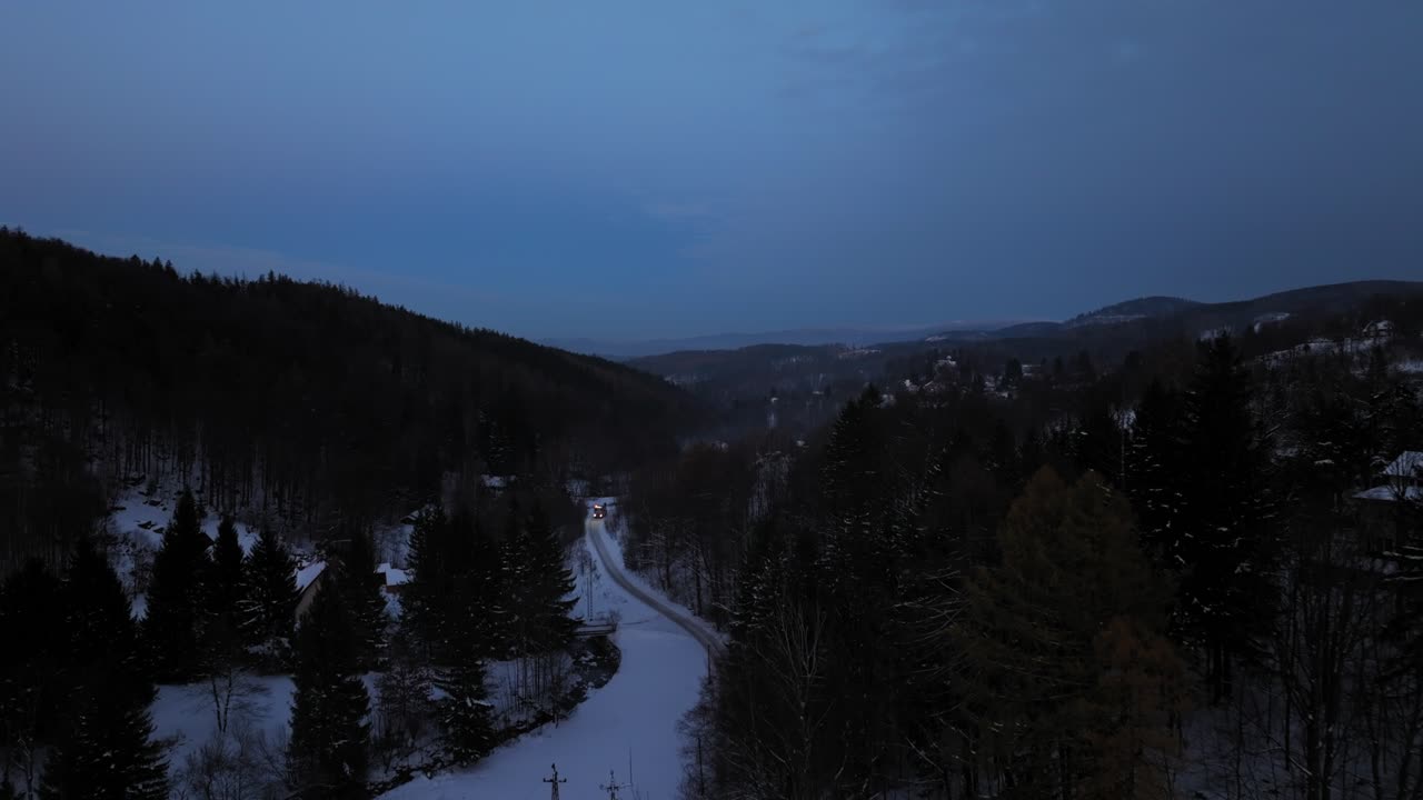 "Winter Majesty: Aerial Views of Polish Mountain Panorama