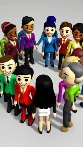 diverse 3d cartoon business people holding hands