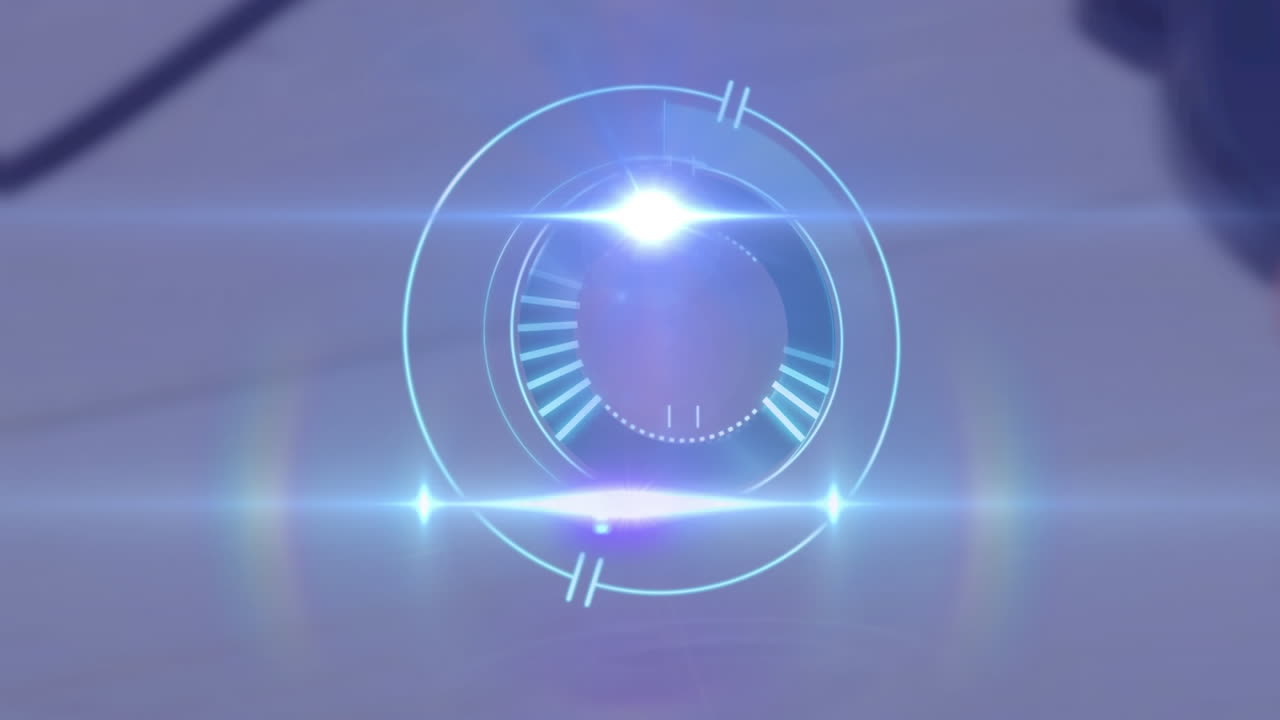 animación del escaneo de alcance giratorio sobre el rastro de luz en un fondo borroso