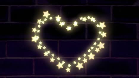 Animation-of-heart-of-stars-twinkling-on-dark-brick-wall