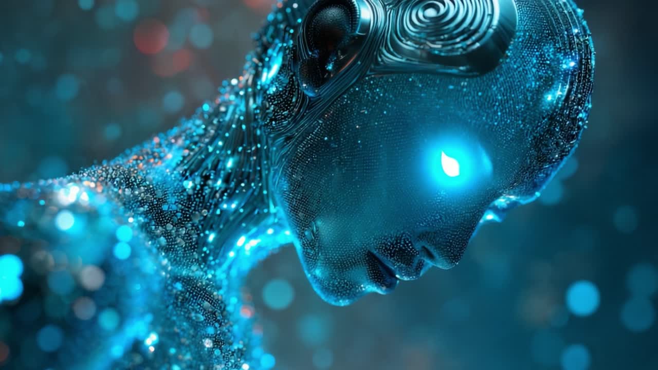 Exploring the Soul of a Digital Being: A Glimpse into the Mysterious Connection Between Technology and Humanity through Glowing, Evolving Robotic Form