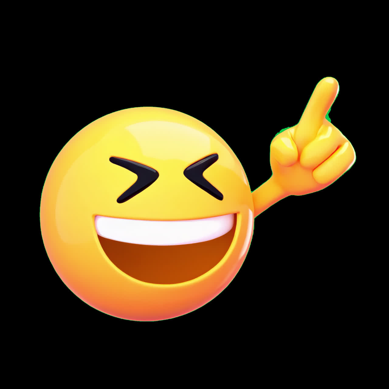 Emoji allegra che punta verso l'alto, risorsa animata isolata, video 4K trasparente, canale alfa, ProRes
