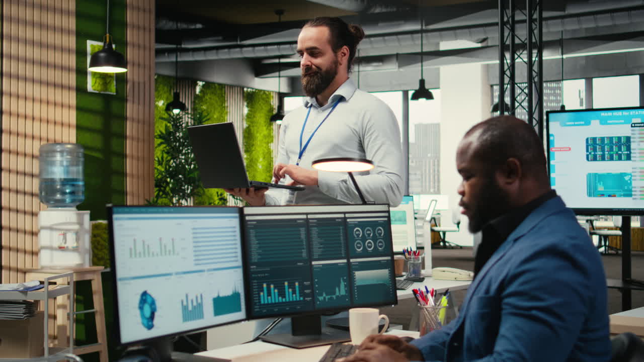 Vertical Video Office administrator completing daily tasks and monitoring work efficiency