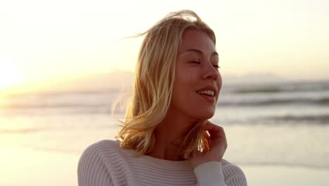 beautiful woman enjoying on the beach