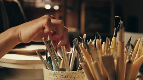 pottery tools in use