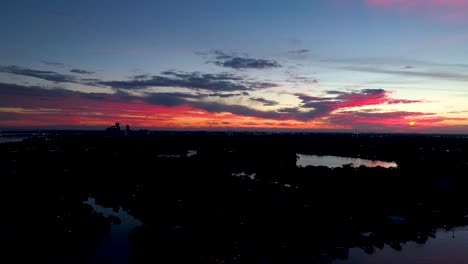 4k aerial video of sunset over florida skyline