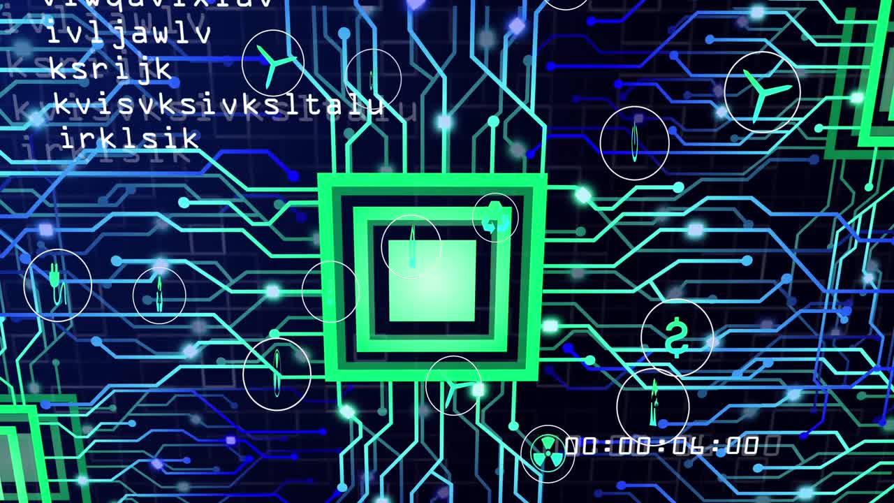 animación de iconos ecológicos a través de una red de conexiones