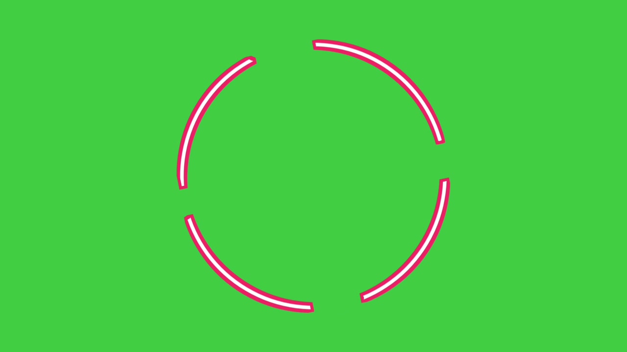 Animación de borde circular rojo girando en pantalla verde, gráficos en movimiento para elemento de video.