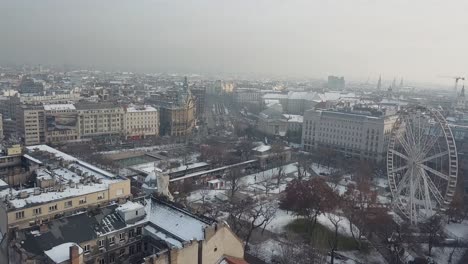 impresionante fotografía aérea del centro de la ciudad de budapest, hungría, en invierno