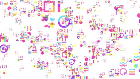 cuadrados y círculos, etc. formas simples y planas movimiento de bucle gráfico.