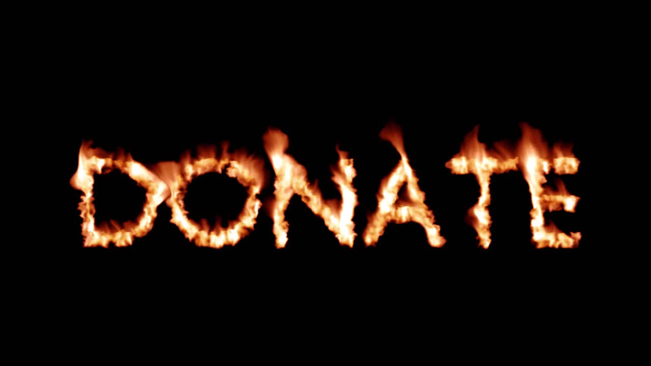 Doar texto quente marca ferro de marcar doação metal flamejante calor chamas 4K