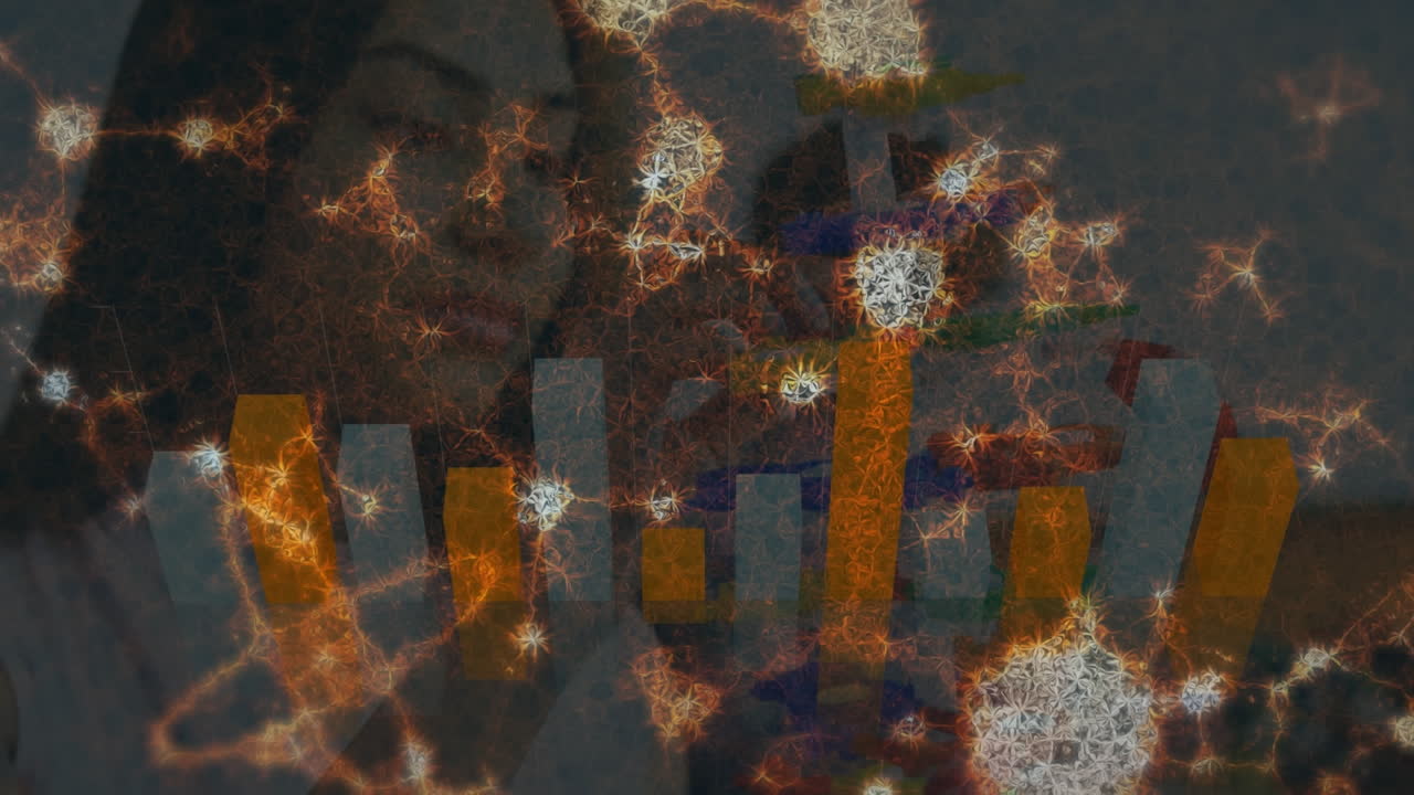 animación de estructuras moleculares y gráficos sobre una científica biracial que trabaja en el laboratorio