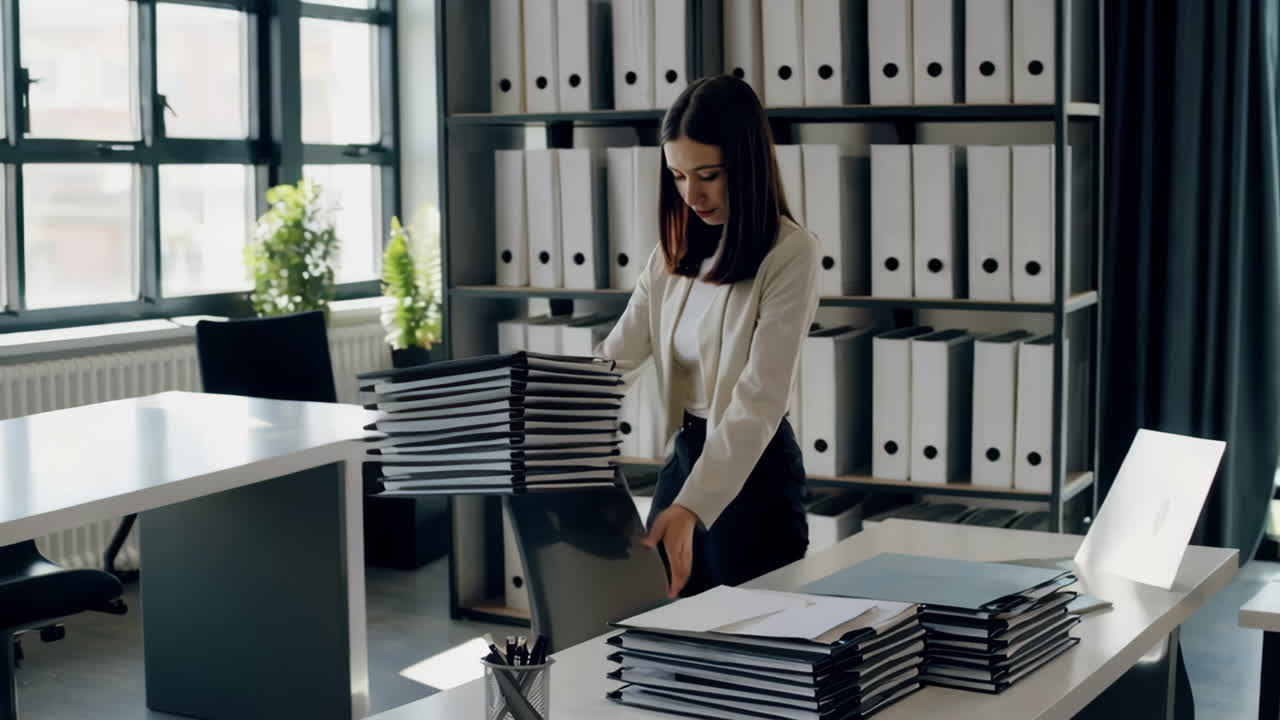 mujer de negocios que trabaja en una oficina moderna