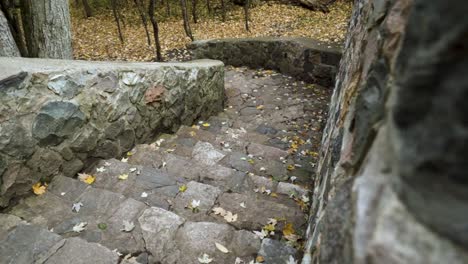 View-looking-down-stone-stairs-of-house-remnants