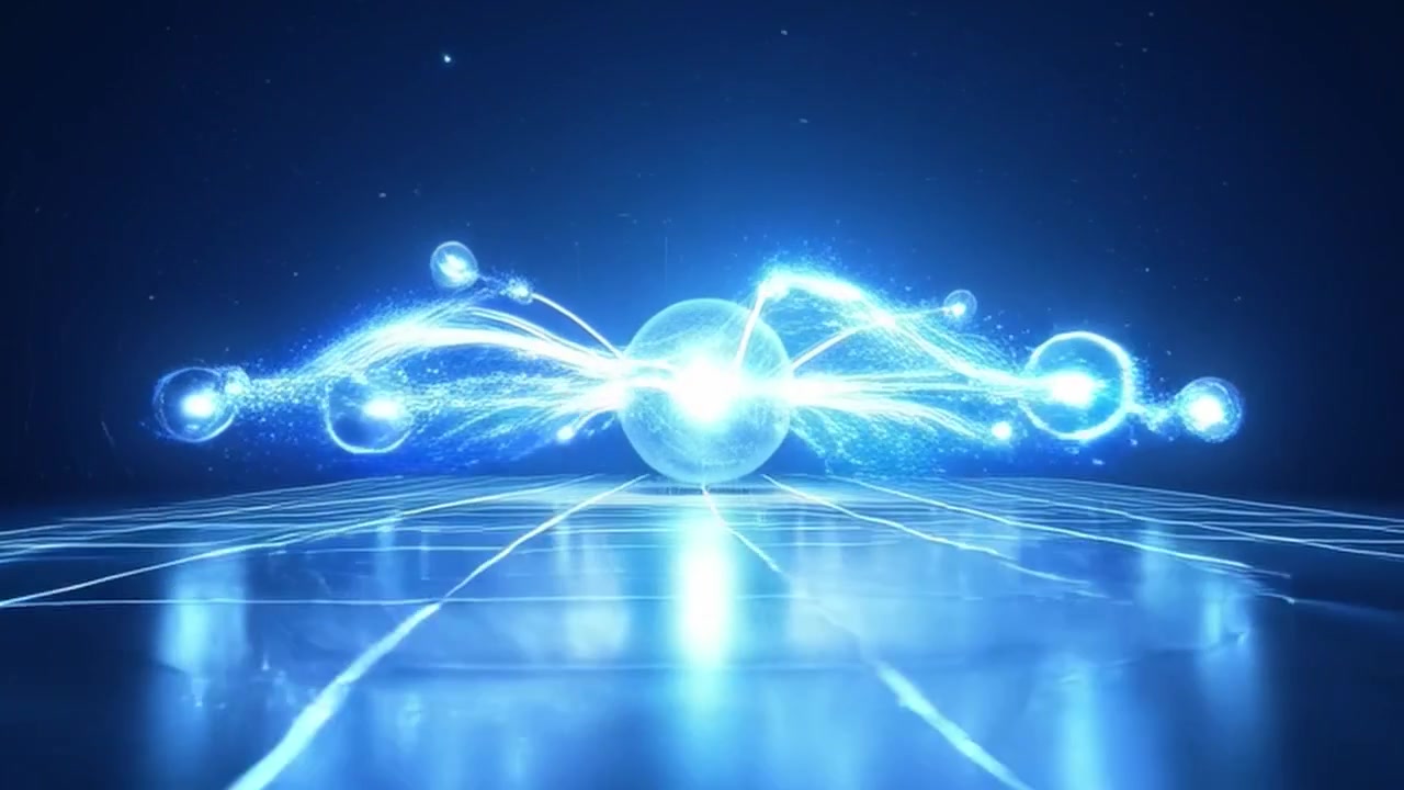 Abstract Digital Sphere with Glowing Data Connections and Particles