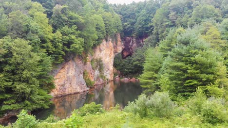 4K-Drone-Video-of-Burnett-Branch-at-Emerald-Village-near-Little-Switzerland,-NC-on-Summer-Day-3