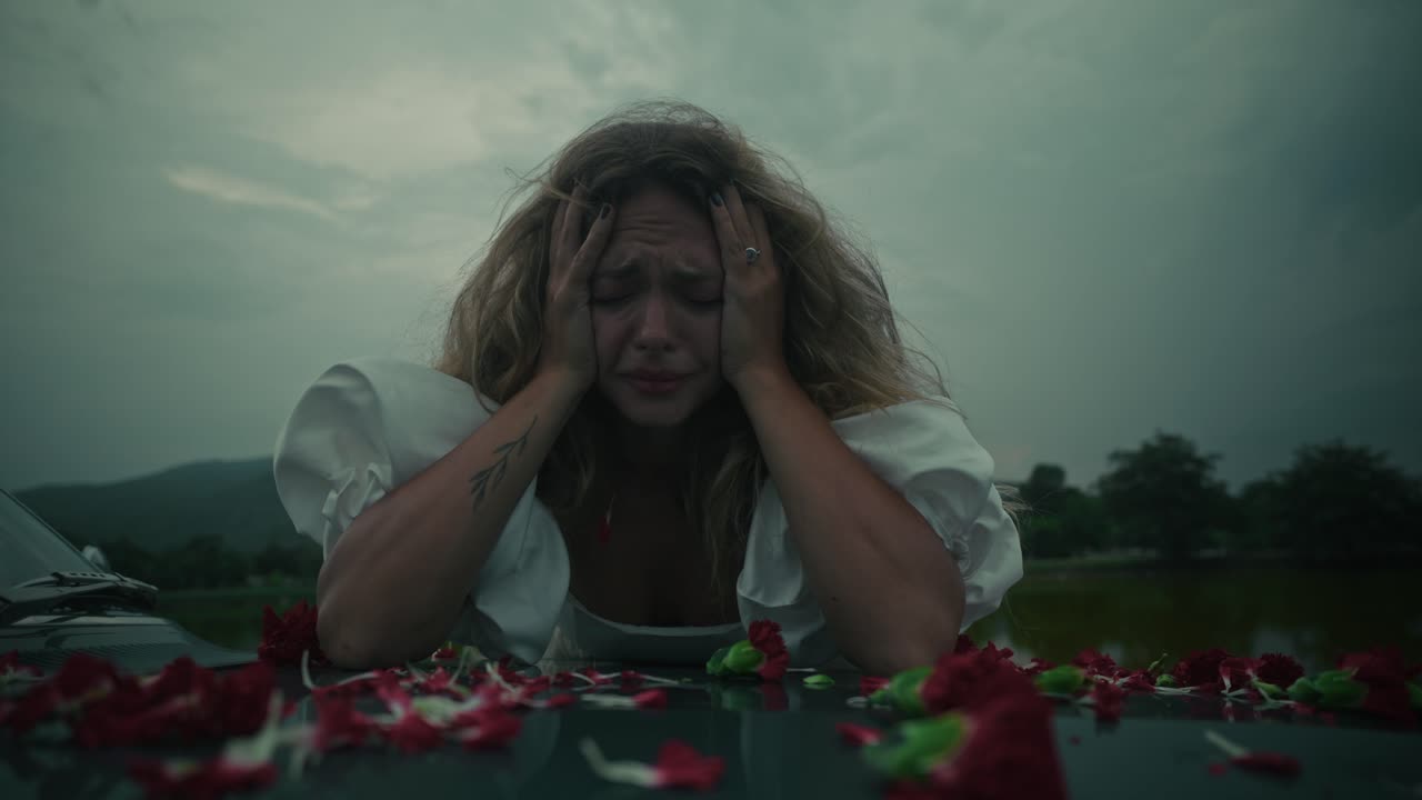 Woman in Distress near Car