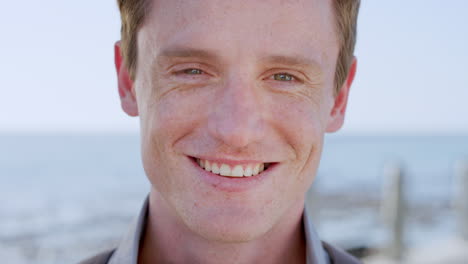 Closeup,-man-and-face-at-beach-with-smile