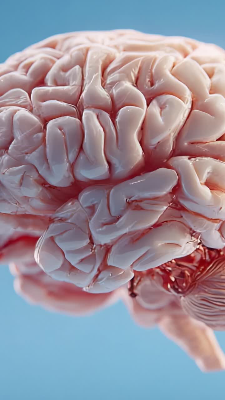 An Intricate Close-Up View of the Human Brain Showcasing Its Complex Structure and Unique Cerebral Patterns with Detailed Textures and Color Variations