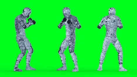 hielo, animación de personajes de glass man. aislado en pantalla verde.