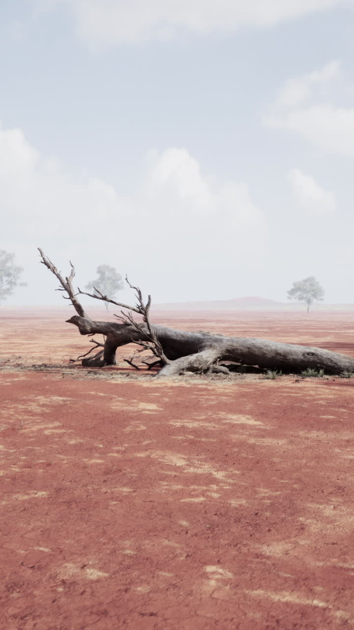 Dode boom in een desolaat woestijnlandschap