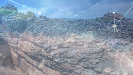 animación de la red de conexiones sobre las rocas