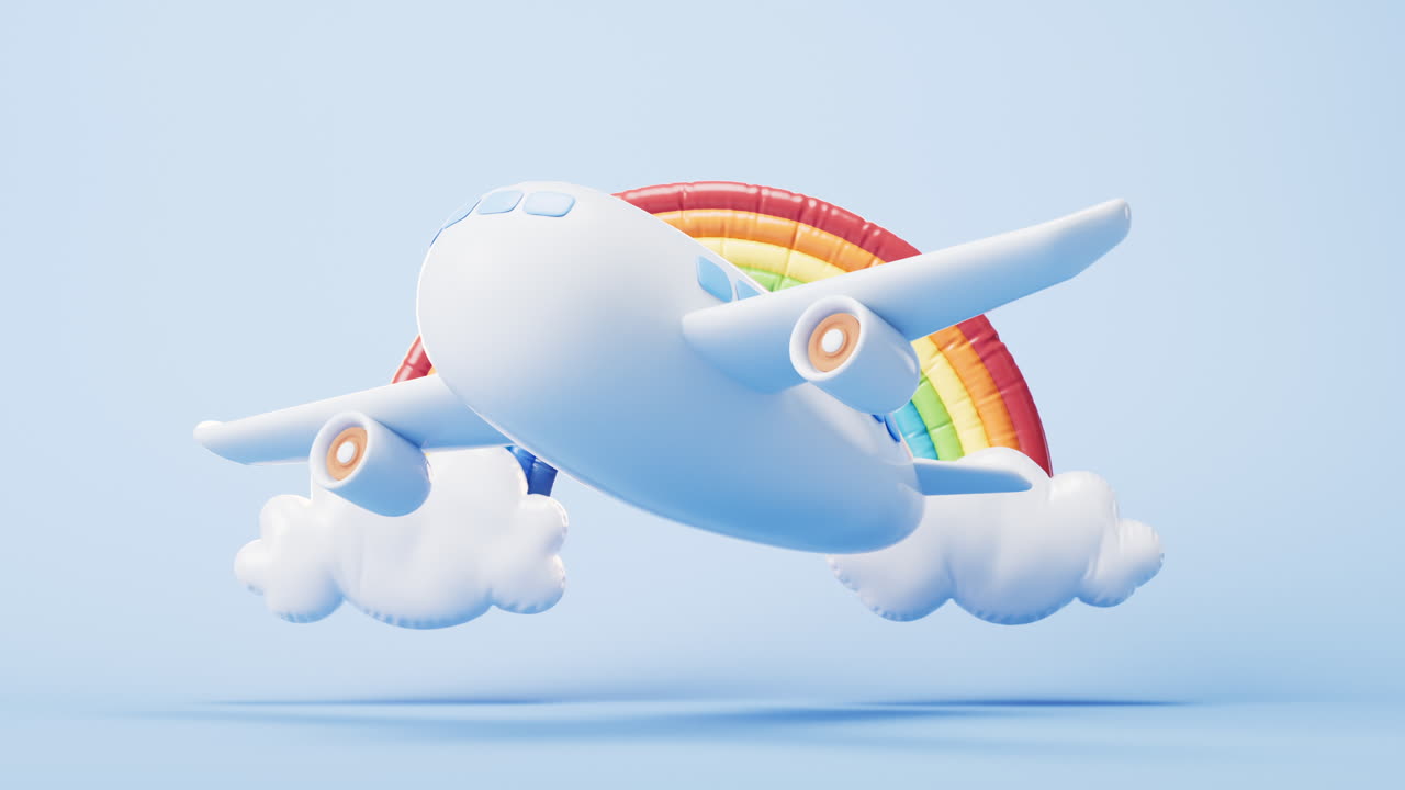 3d 렌더링으로 만화 스타일의 항공기의 루프 애니메이션