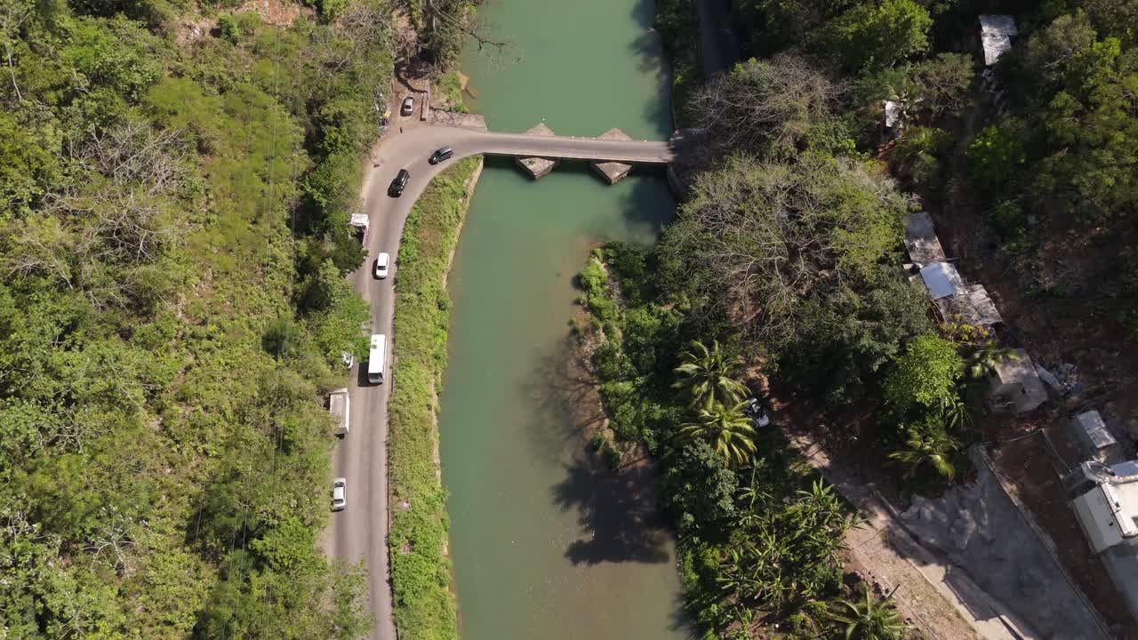 Bus And Cars Crossing Flat Bridge
