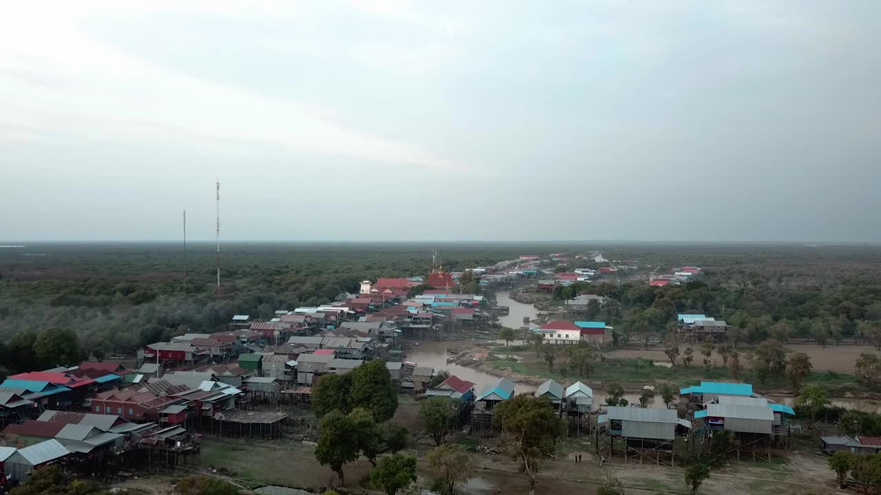 Traditional floating village in Siem Reap Cambodia