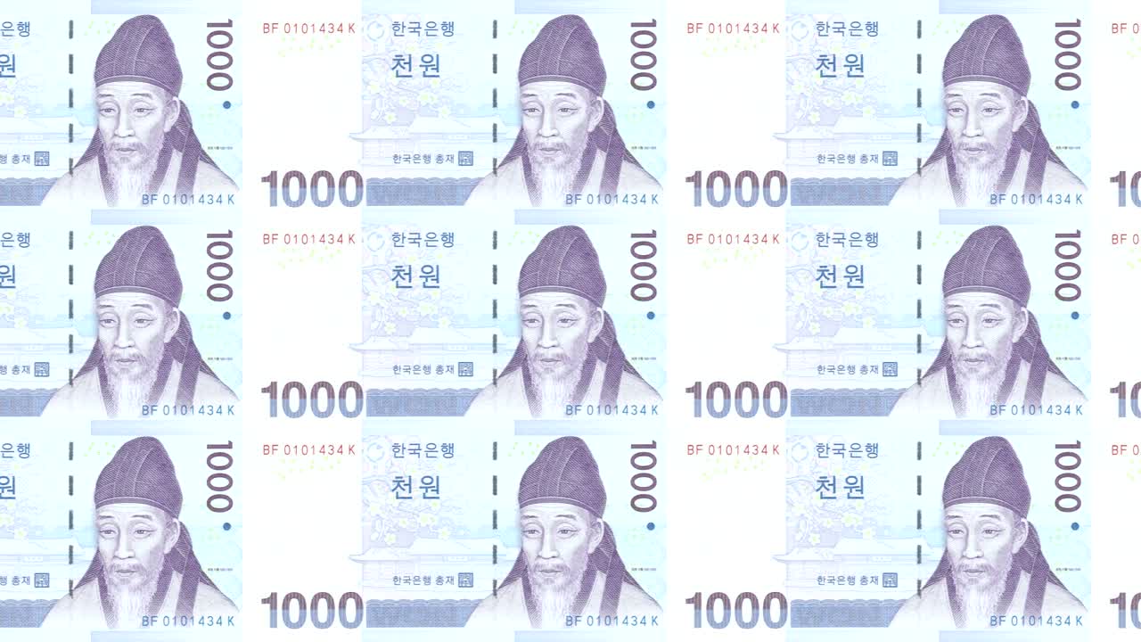 한국의 천 원 지폐, 굴러가는, 현금, 루프