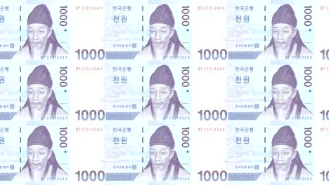 한국의 천 원 지폐, 굴러가는, 현금, 루프
