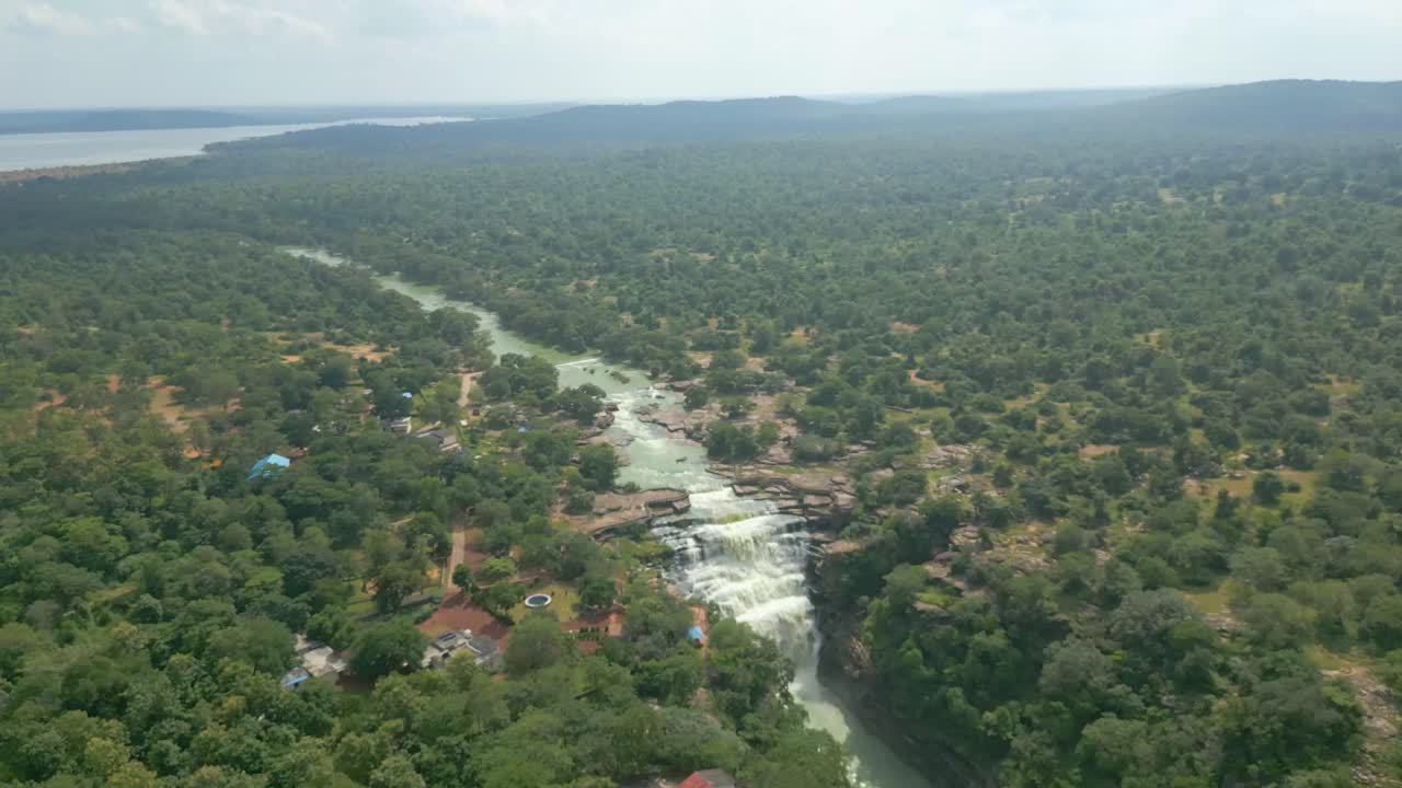 Waterfall Rajdari Devdari and Latif Shah Dam and Chandraprabha Lake Aerial View