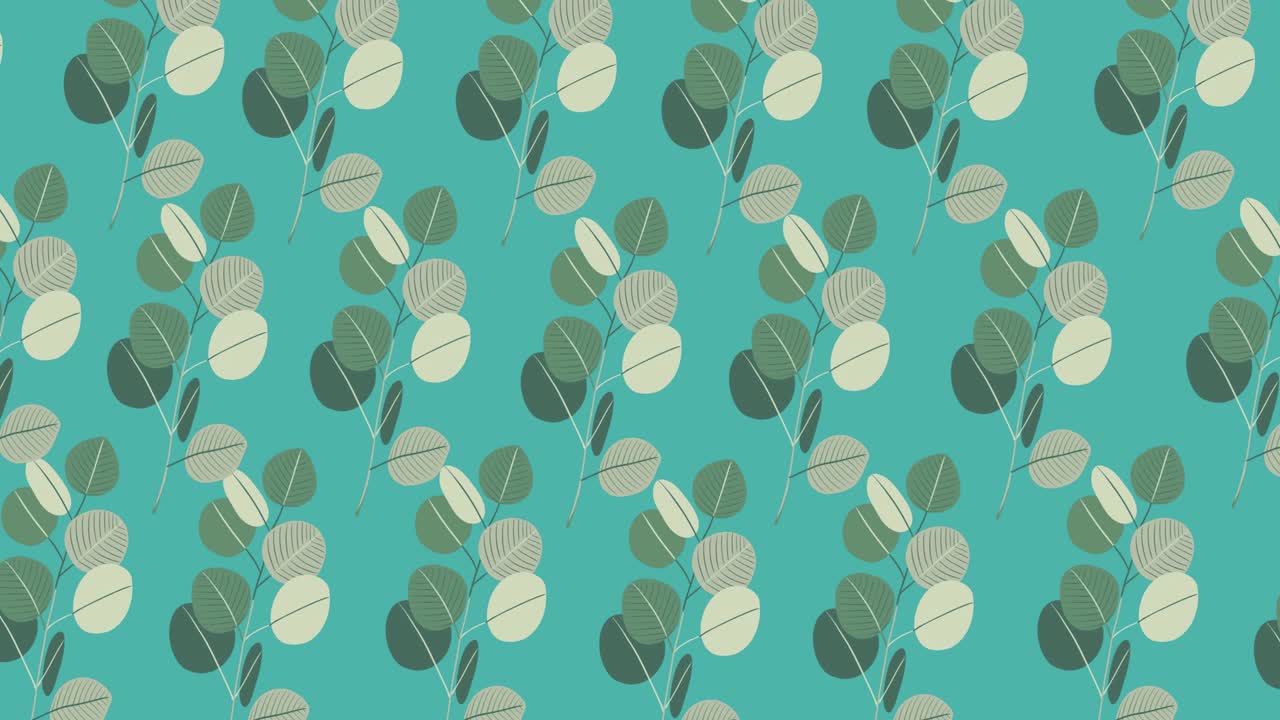 animación de varias hojas verdes que se mueven sobre un fondo verde