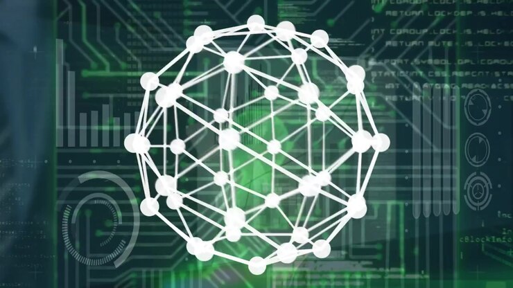 Digital Network Sphere Rotating Over Data Interface