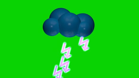 icono del tiempo de tormenta. animación 3d. tecla de croma, pantalla verde, fondo verde