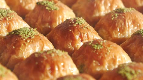 close-up of delicious baklava with pistachios