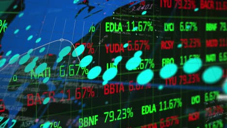 animation of financial data processing over world map