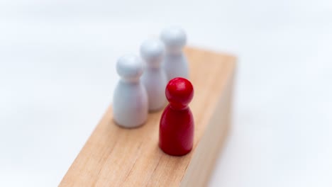 leadership zoom red pawn stands out among white peers in a strategic business setting