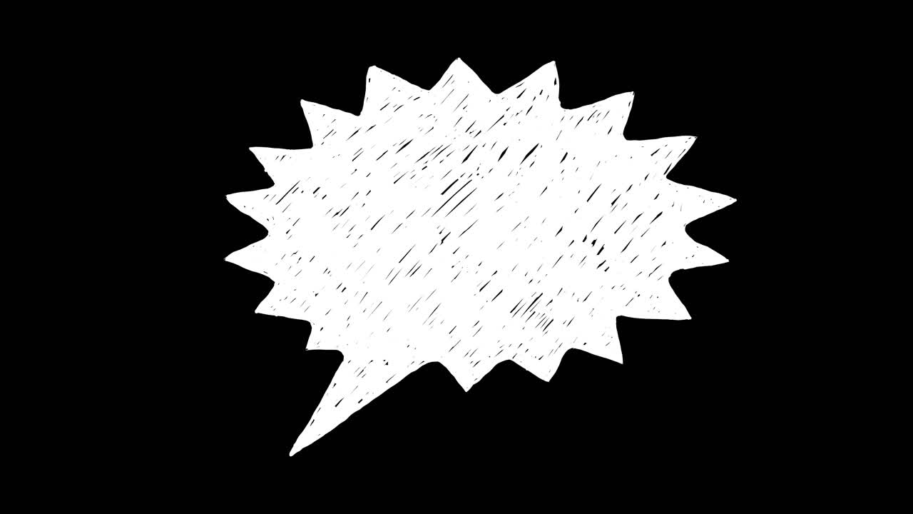 手描きの白い吹き出し、落書き風テクスチャ、黒い背景
