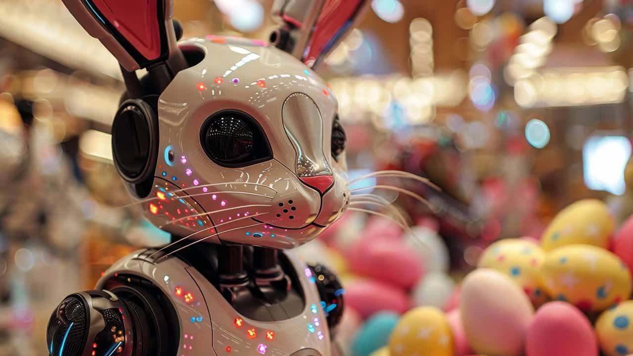 Close-up of a Futuristic Robotic Bunny