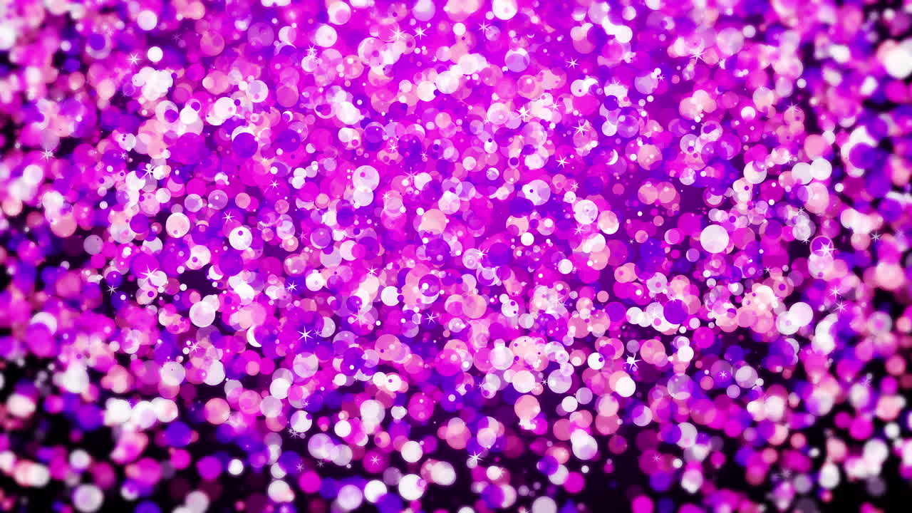 Pink lovely background with falling bokeh and glitter confetti. Romantic blurred animation with sparkles and stars. Looped.