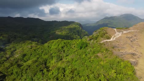 una majestuosa montaña adornada con vibrantes tonos de verde, los exuberantes paisajes de una montaña verde, donde el esplendor de la naturaleza reina supremo