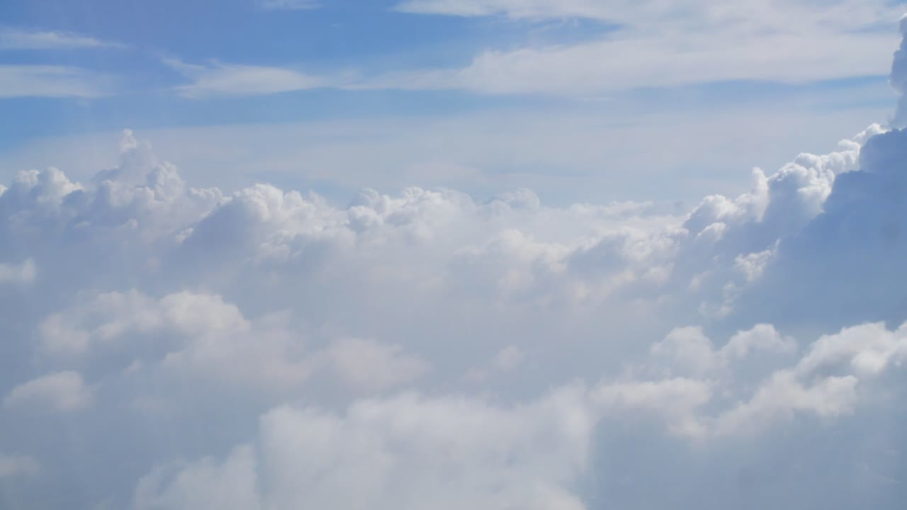 nature sky from airplane with clouds outdoor in summer daytime
