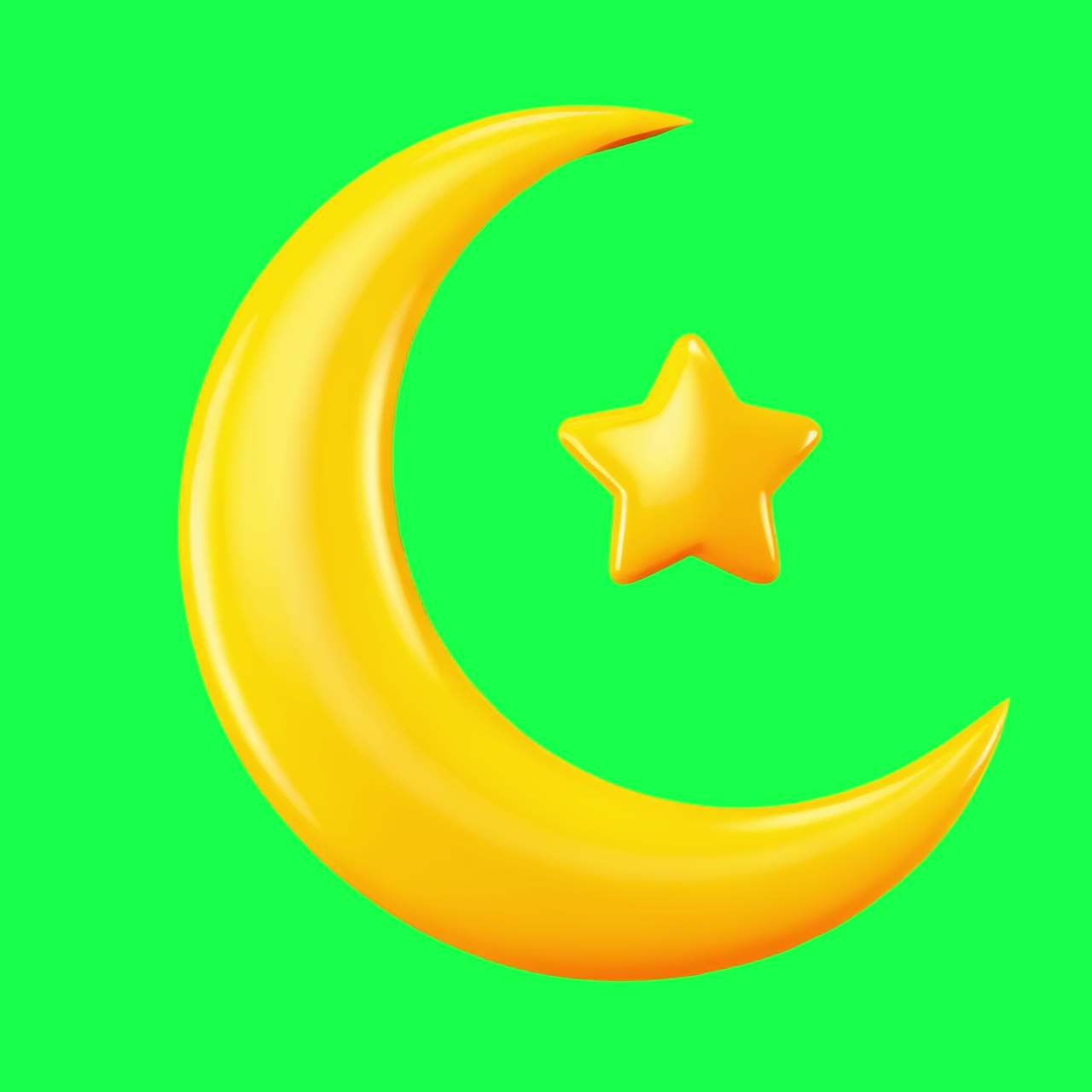 Crescent moon, Ramadan design animation, transparent 4K video, green screen