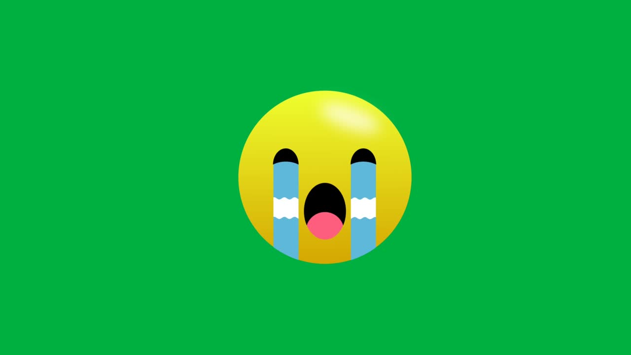 Seamless cry emoji animation isolated on green screen. Social media expression and emotions concept footage.