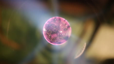 closeup view of plasma ball emitting electrical charge