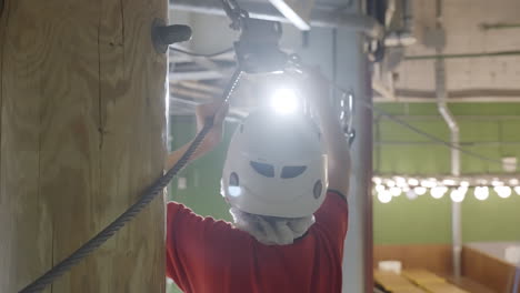 child climbing rope course